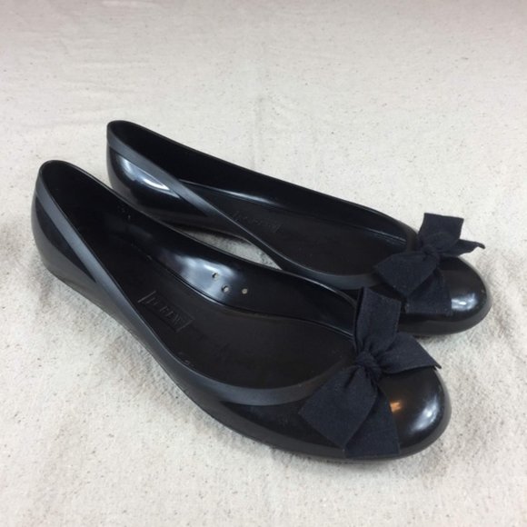 J. Crew Shoes - J.Crew Women 8 BLK Bow Plastic Jelly Ballet Flats